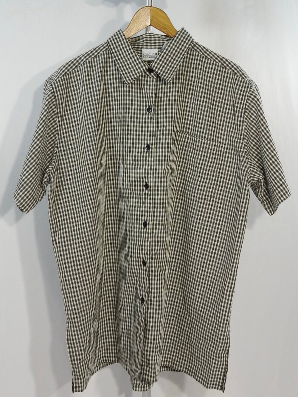 Carolina Colours Sz 18W Womens Plaid Black and White Button Up Shirt